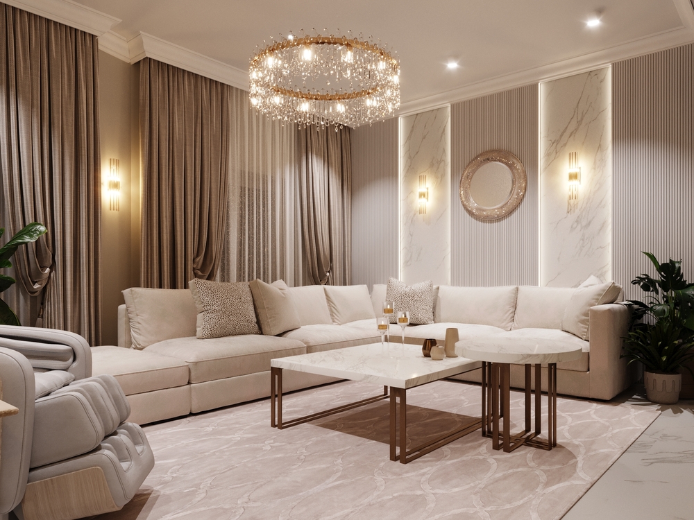 23 модных интерьера гостиной в разных оттенках