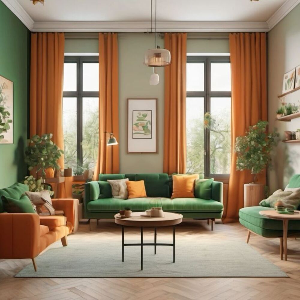 Сочетания с оранжевым в интерьере гостиной: 20 ярких идей