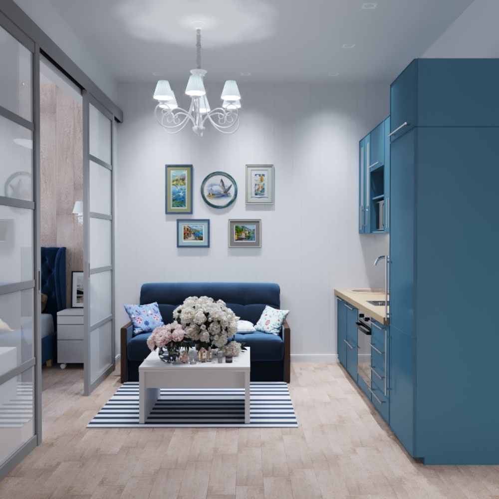 Море, я люблю тебя! Яркая однушка в средиземноморском стиле от ReRooms