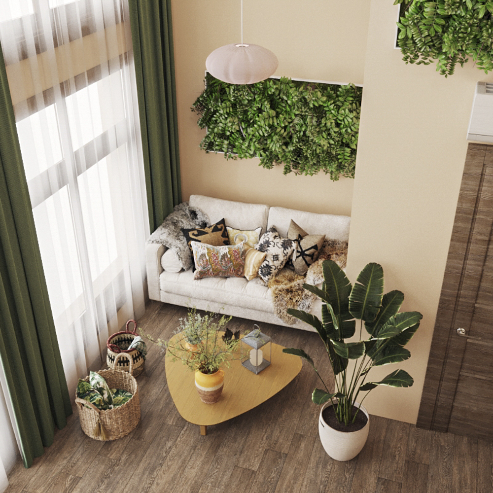 Экостиль в интерьере гостиной