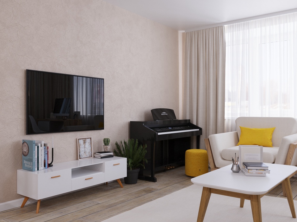 Дизайн трехкомнатной квартиры с пианино в современном стиле