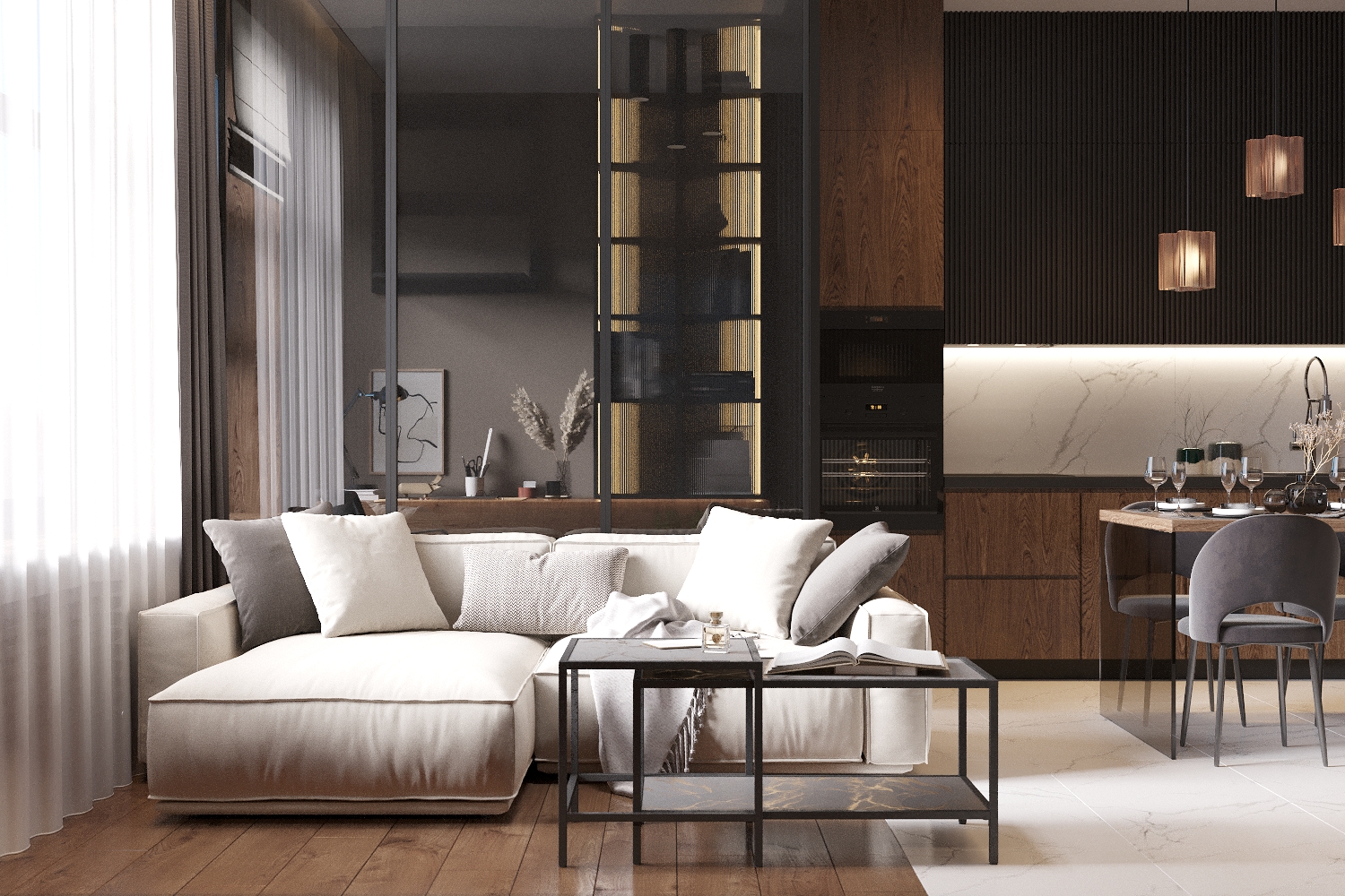 Фото № 1: Атмосферная квартира 67 м² для молодой пары в Москве 