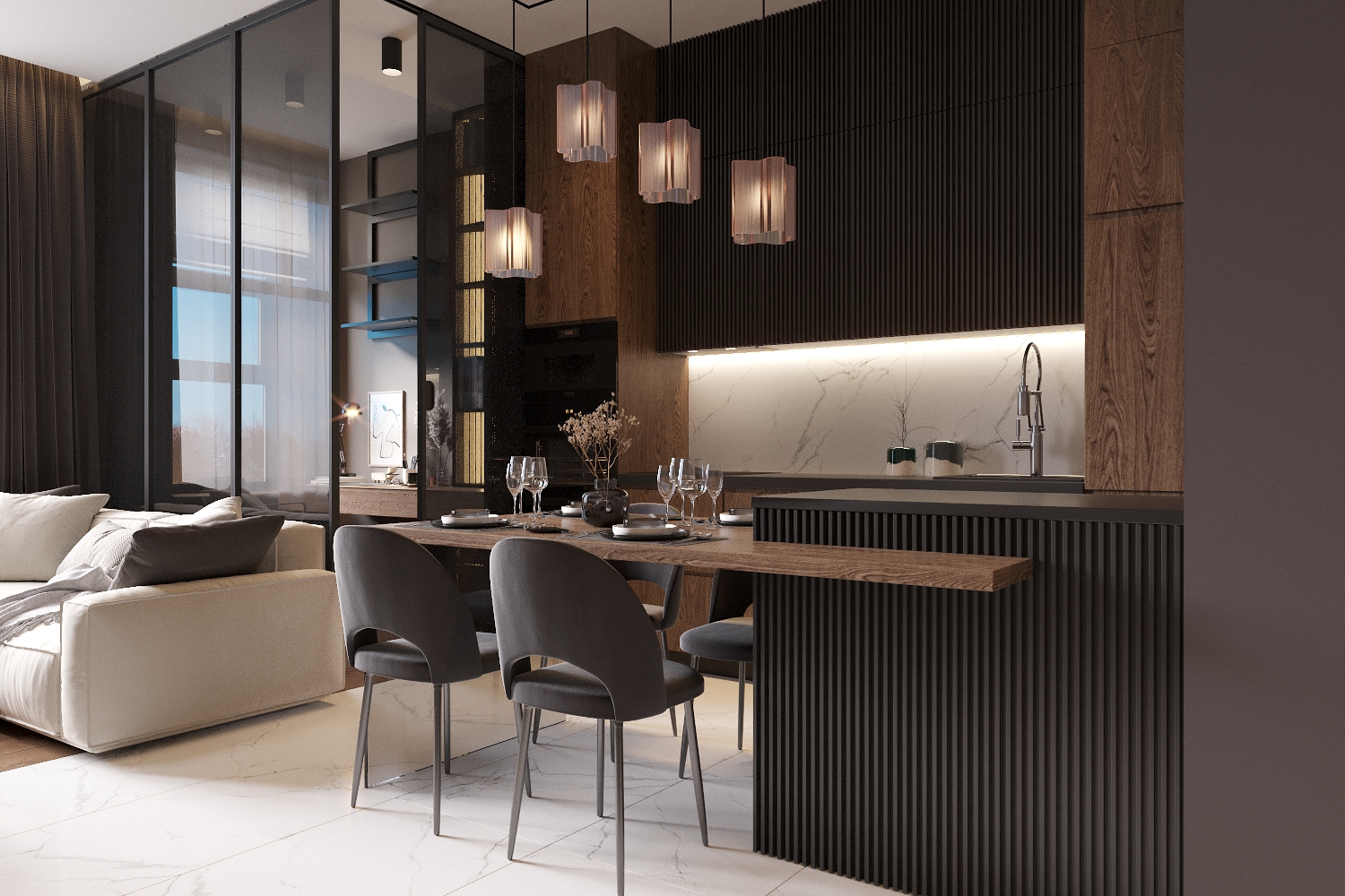 Фото № 2: Атмосферная квартира 67 м² для молодой пары в Москве 