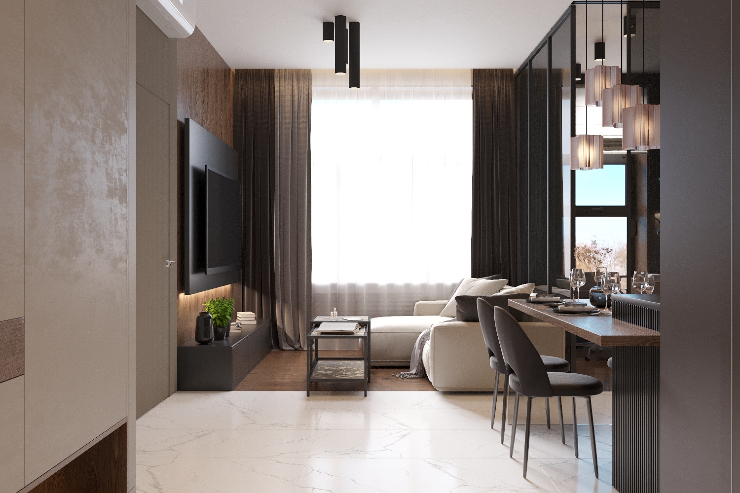 Фото № 3: Атмосферная квартира 67 м² для молодой пары в Москве 