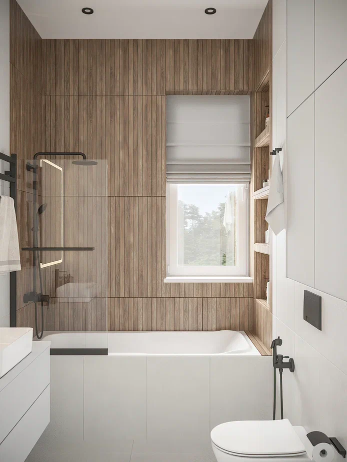 Фото № 13: Как практично и модно оформить полки в ванной комнате