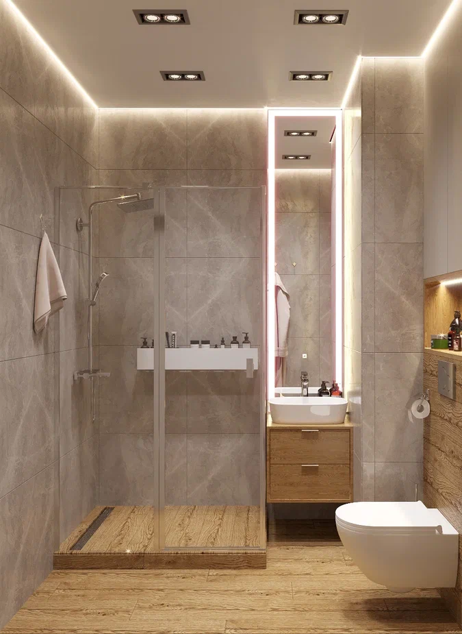 Фото № 29: Санузел вместе с душем: 27 красивых идей