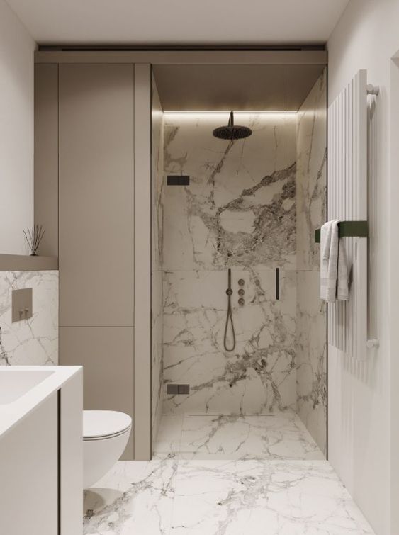 Фото № 4: Санузел вместе с душем: 27 красивых идей