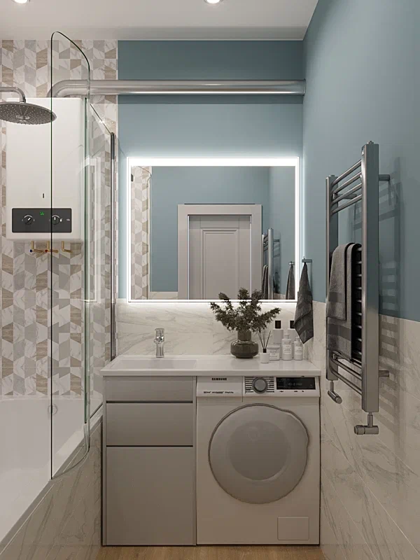 Фото № 14: 20 вариантов оформления ванной в сером цвете