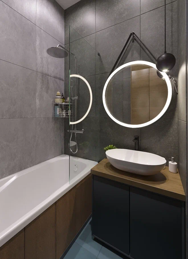 Фото № 7: 20 вариантов оформления ванной в сером цвете