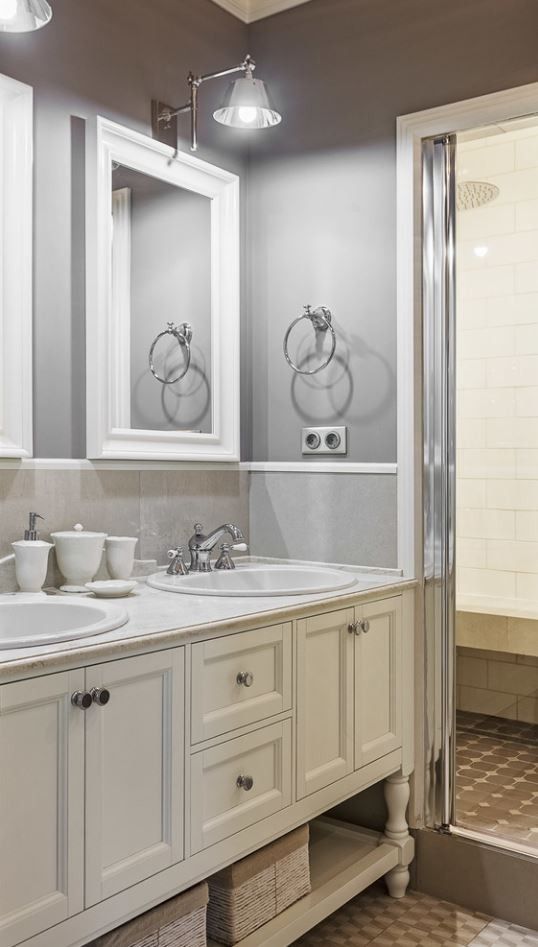 Фото № 13: 20 вариантов оформления ванной в сером цвете