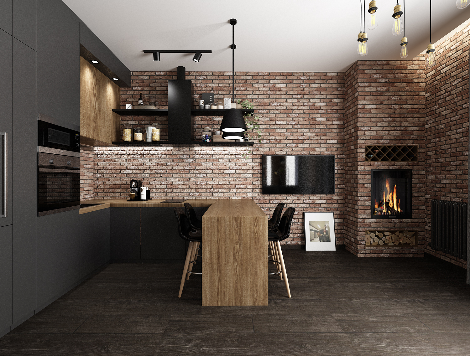 Фото № 5: Имитация кирпичной кладки с помощью обоев под кирпич: недорого и эффектно 