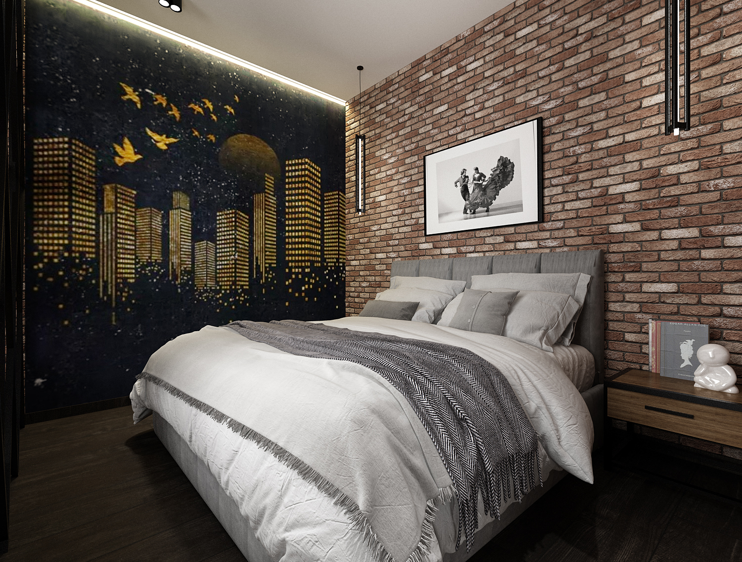 Фото № 14: Имитация кирпичной кладки с помощью обоев под кирпич: недорого и эффектно 