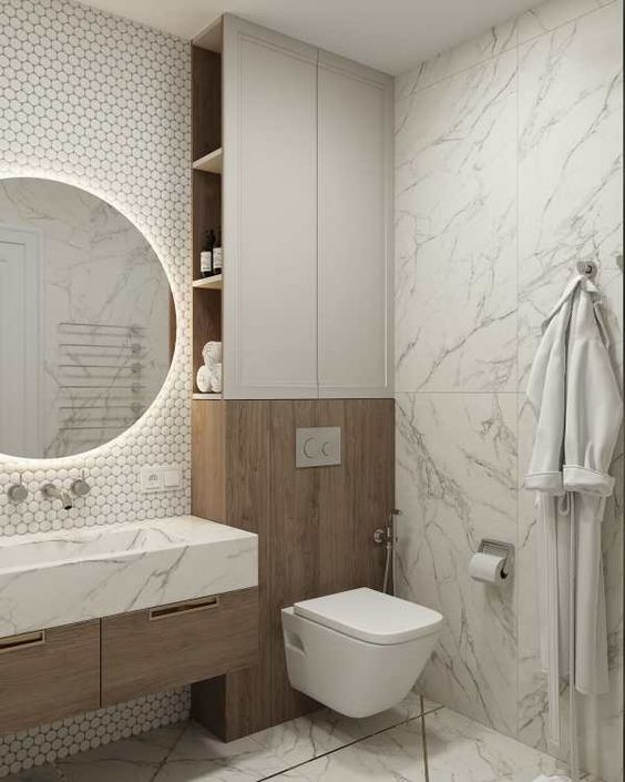 Фото № 3: Не дайте пропасть свободным метрам: 11 идей использования стены над унитазом