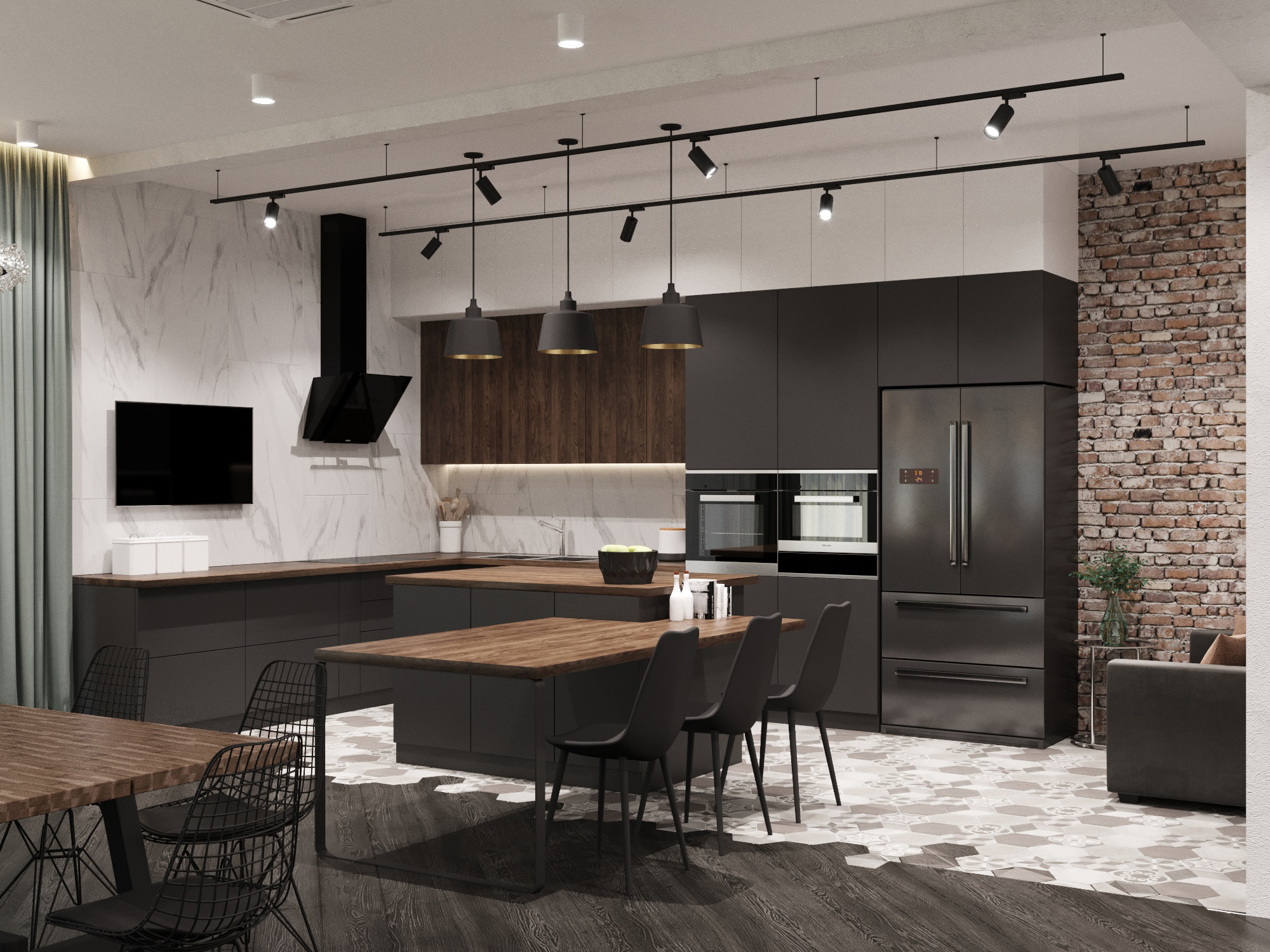 Фото № 3: 22 стильных интерьера с обоями под камень