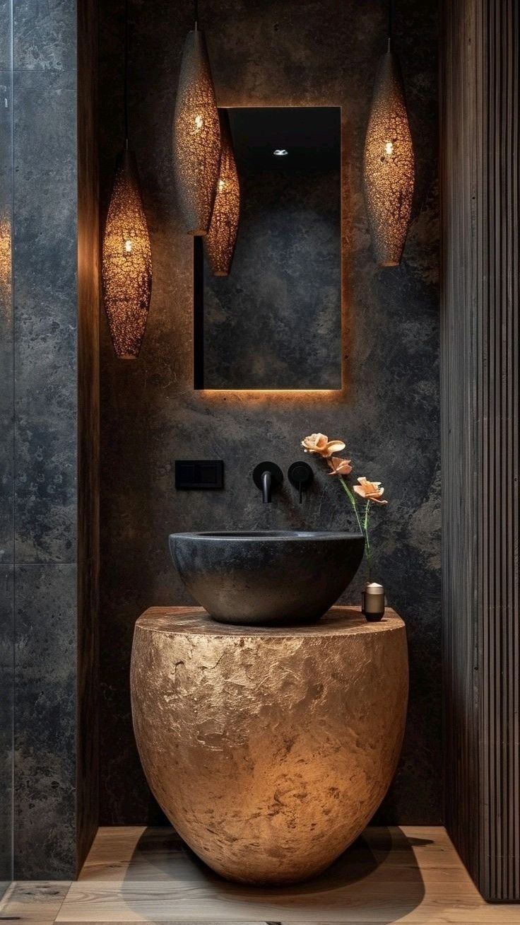 Фото № 7: 25 темных ванных комнат: чем они хороши