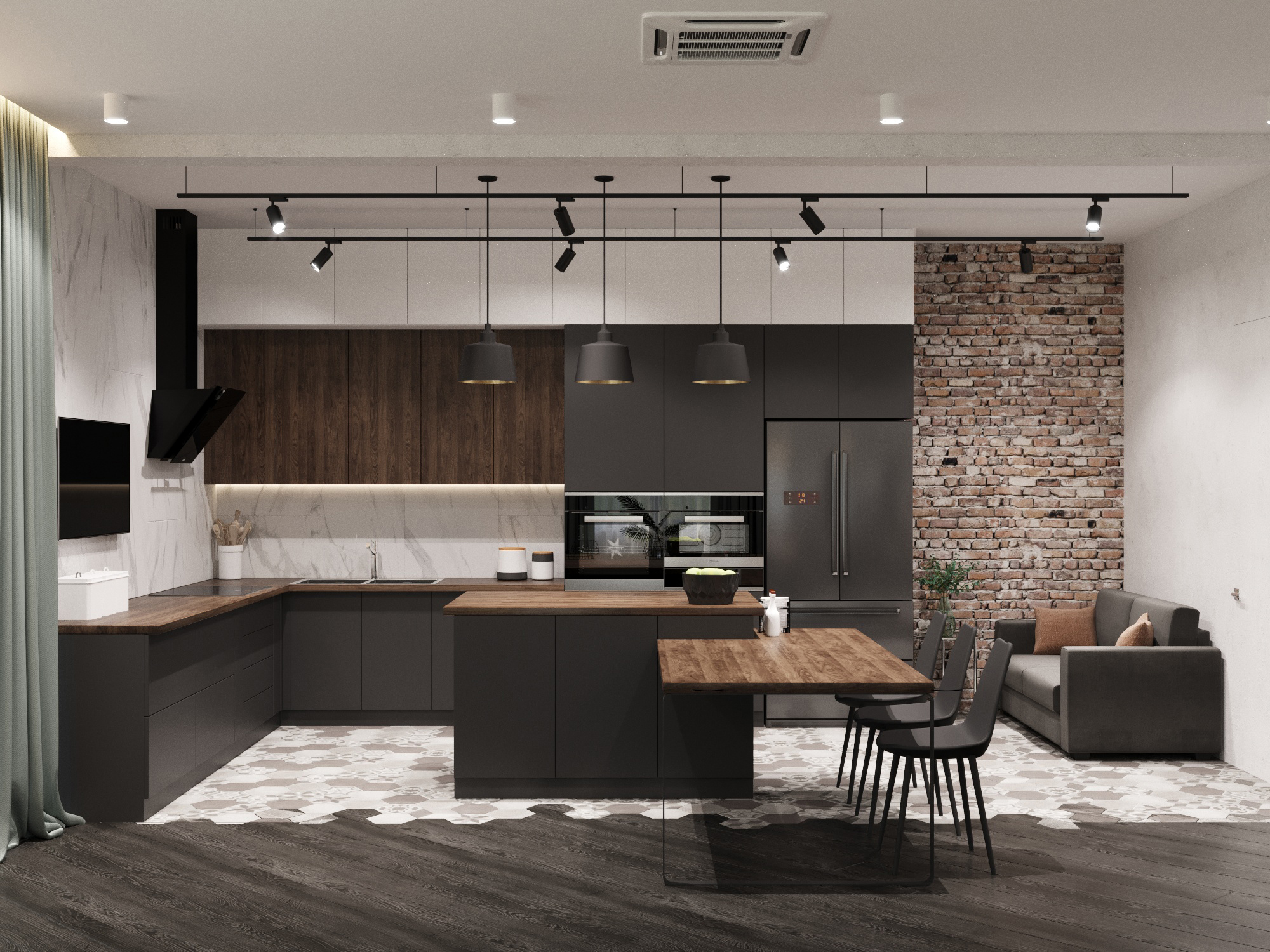 Фото № 12: Как обыграть кирпичную стену в интерьере кухни: 15 примеров удачных сочетаний