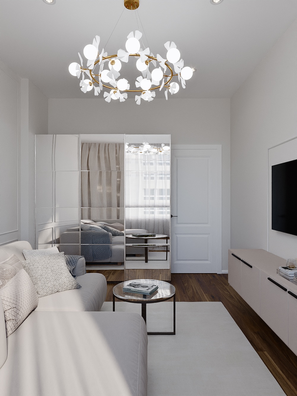 Фото № 10: Зонирование квартиры с помощью зеркал: 10 стильных вариантов