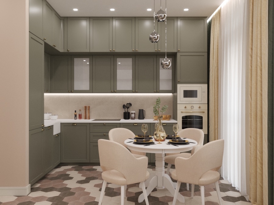 Фото № 1: Интерьер кухни с зеленым гарнитуром: фотоподборка лучших вариантов