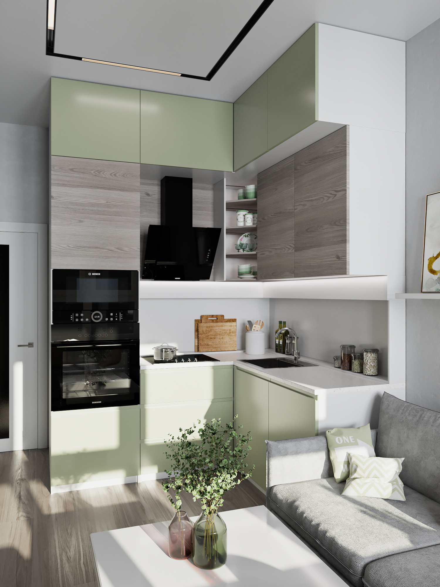 Фото № 6: Интерьер кухни с зеленым гарнитуром: фотоподборка лучших вариантов