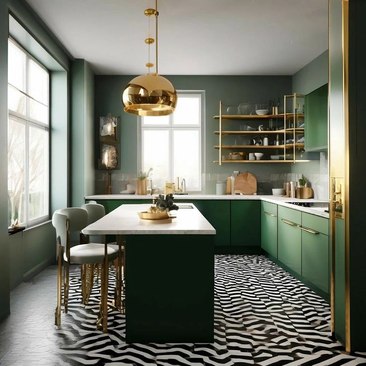 Фото № 9: Интерьер кухни с зеленым гарнитуром: фотоподборка лучших вариантов