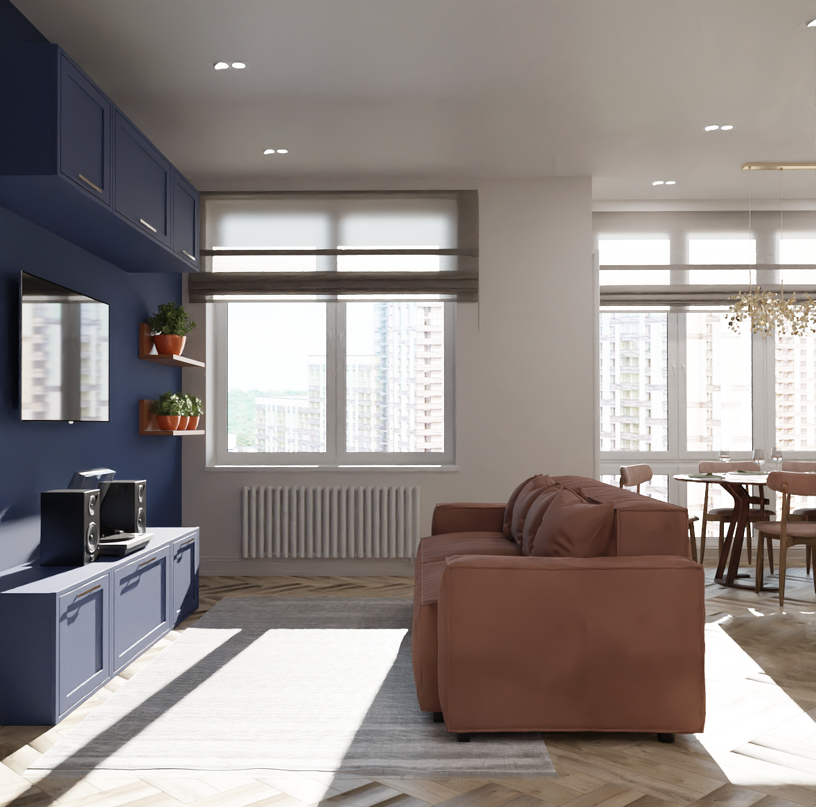 Фото № 1: 20 запоминающихся интерьеров с красным диваном