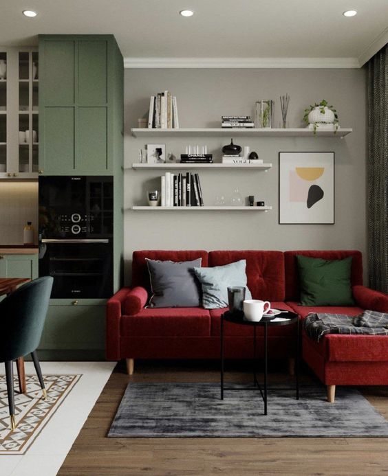 Фото № 19: 20 запоминающихся интерьеров с красным диваном