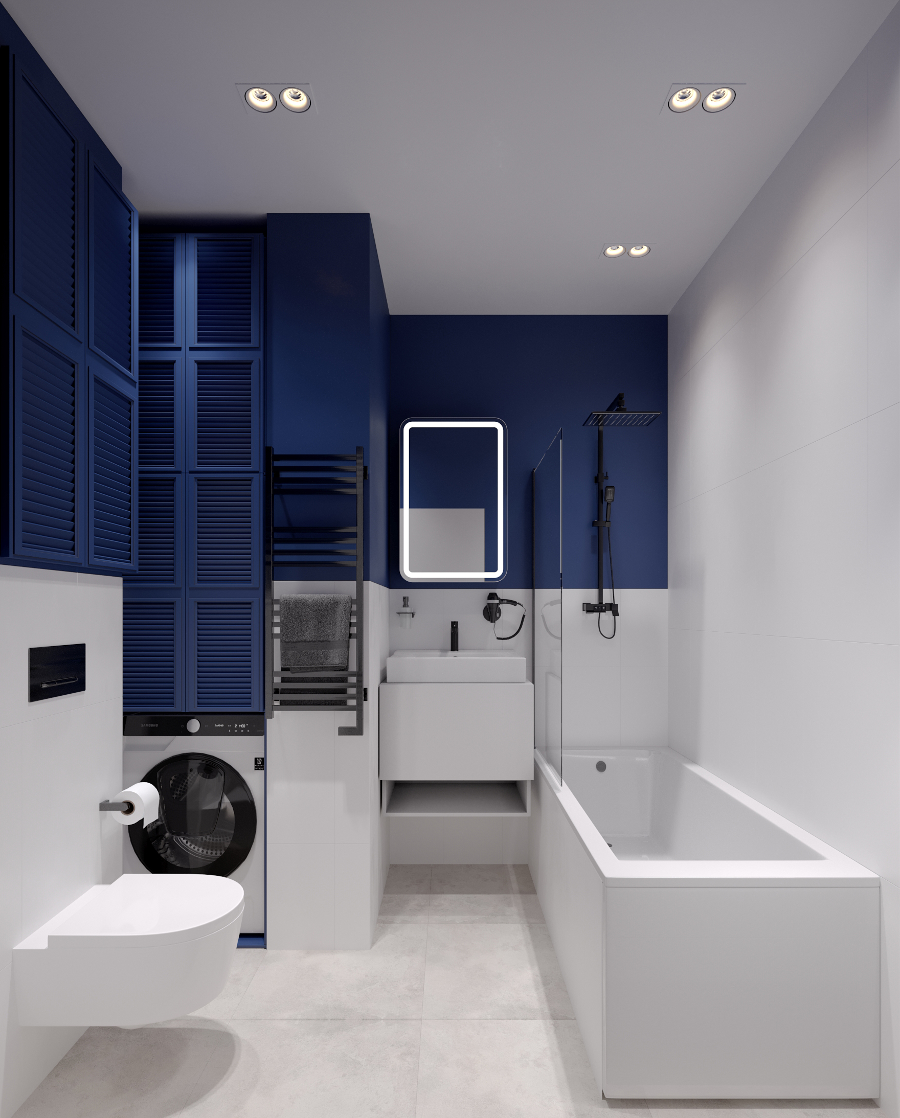 Фото № 8: Синий цвет в интерьере ванной комнаты: 15 интересных идей