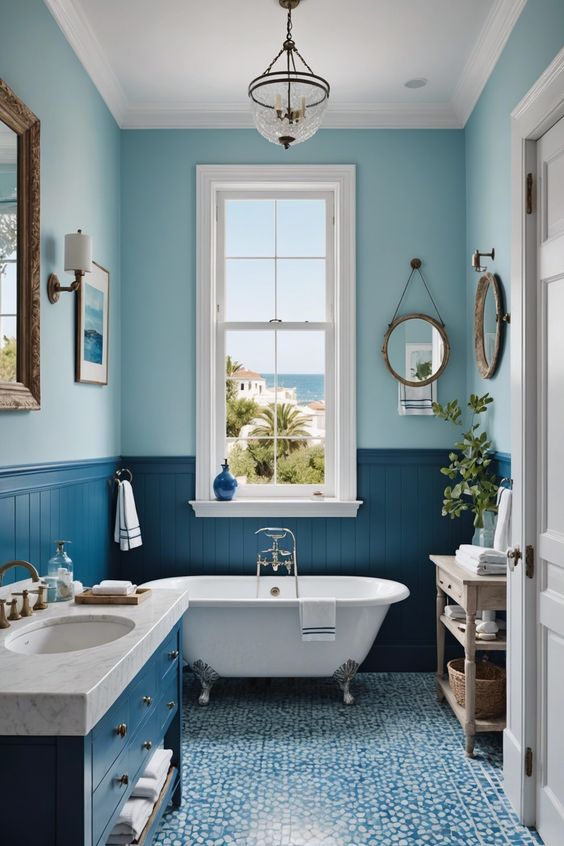 Фото № 10: Синий цвет в интерьере ванной комнаты: 15 интересных идей