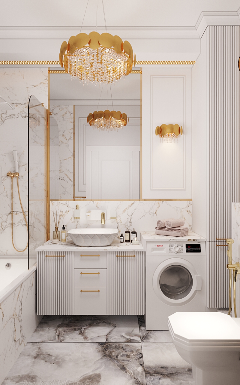 Глянцевые поверхности в ванной комнате