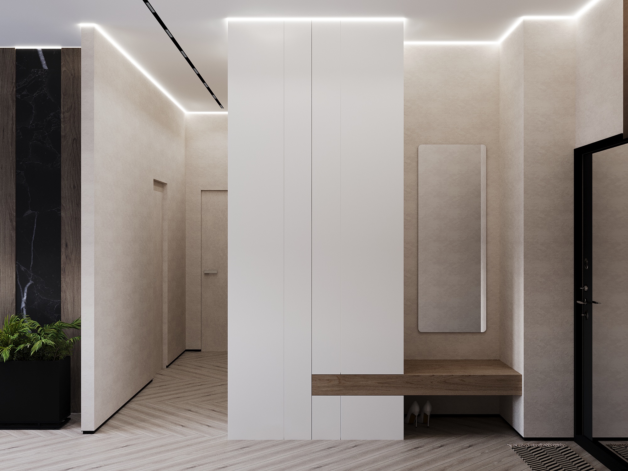 Фото № 1: Ближе к природе: светлая двушка с природными мотивами и темными акцентами