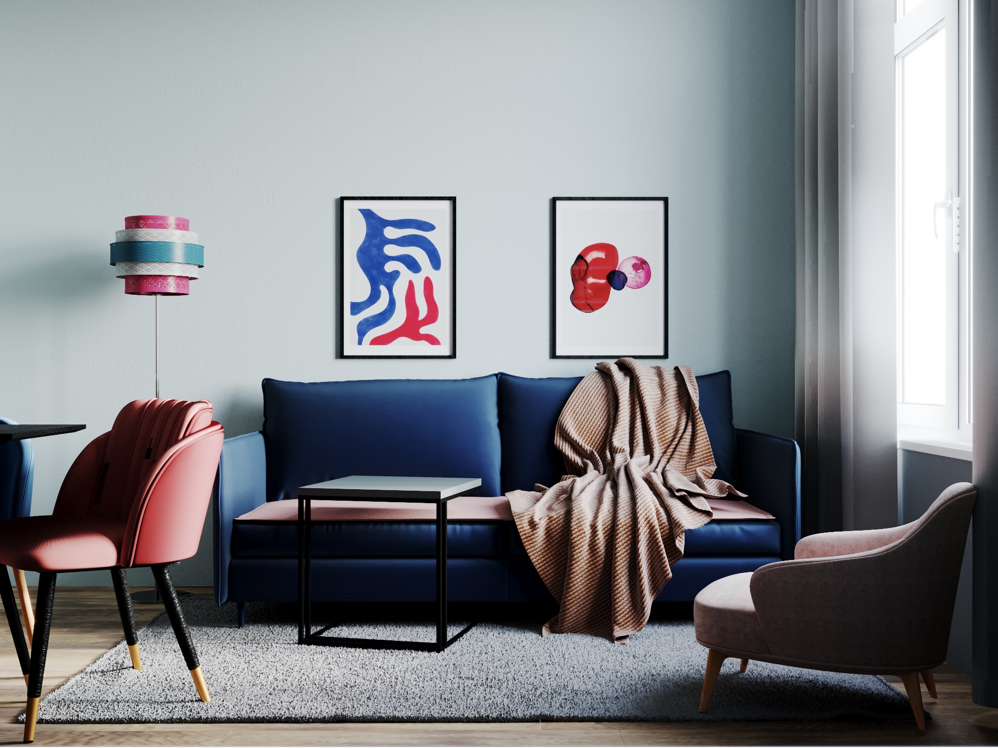 Фото № 6: Синий цвет в интерьере гостиной: 20 фотоидей