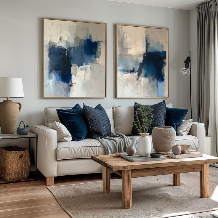 Фото № 15: Синий цвет в интерьере гостиной: 20 фотоидей