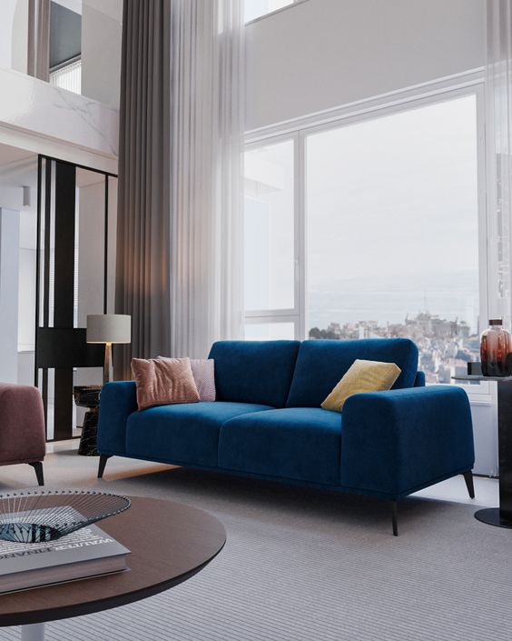 Фото № 14: Синий цвет в интерьере гостиной: 20 фотоидей