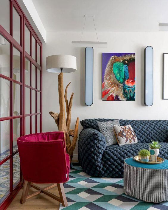 Фото № 13: Синий цвет в интерьере гостиной: 20 фотоидей