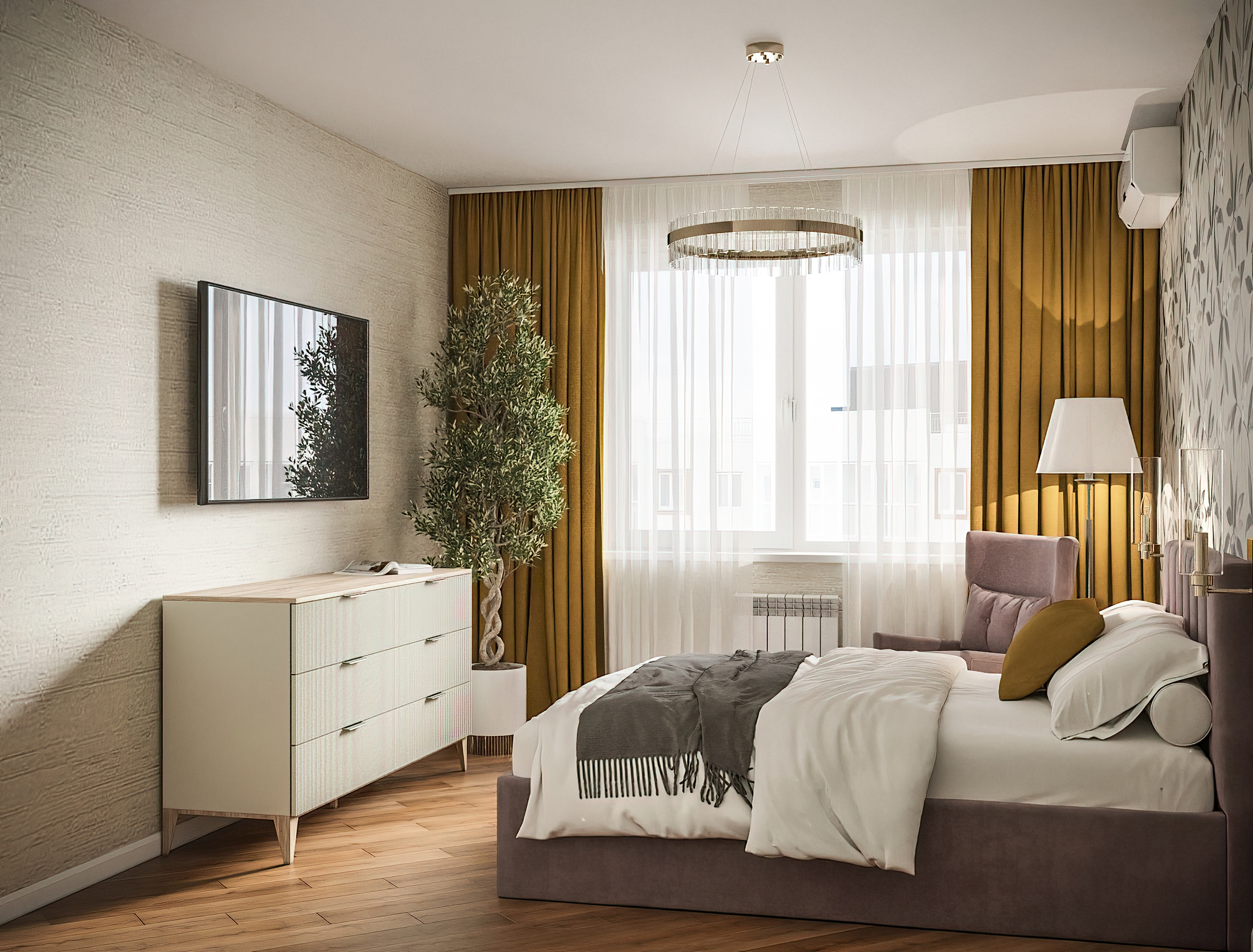 Фото № 1: Идеальный пример нежной спальни в пастельных оттенках