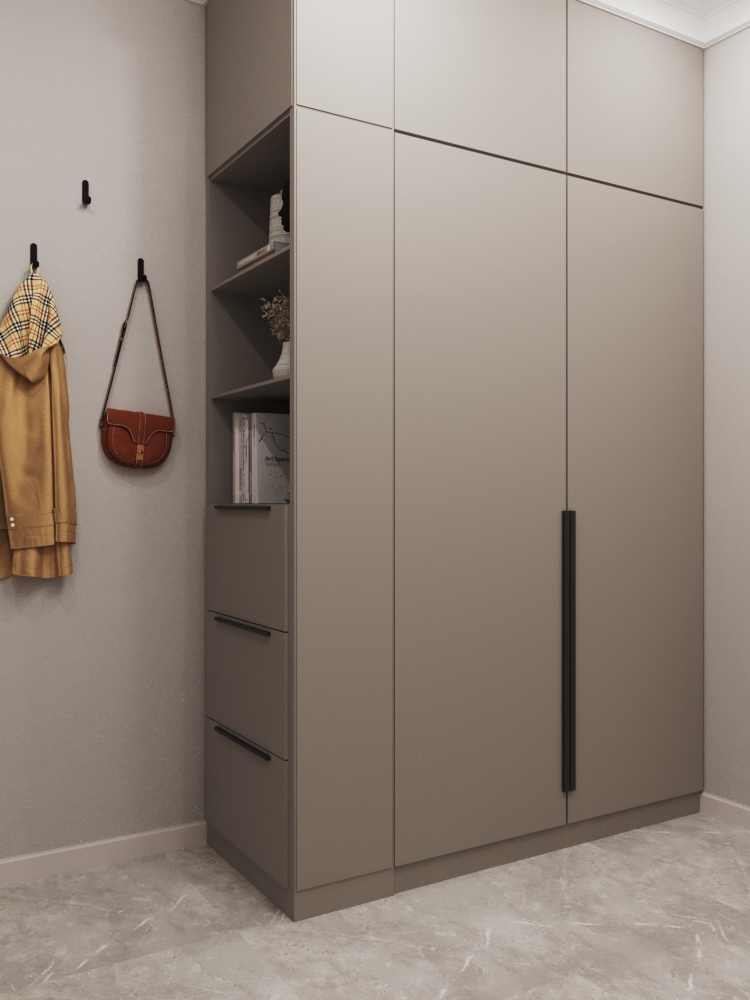 Фото № 2: Однокомнатная квартира в стиле модернизм с темно-серой кухней