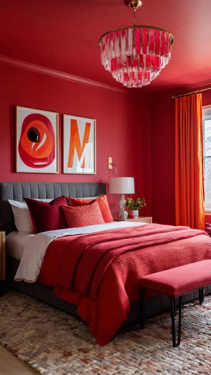 Фото № 10: Цветной потолок в спальне: лучшие варианты