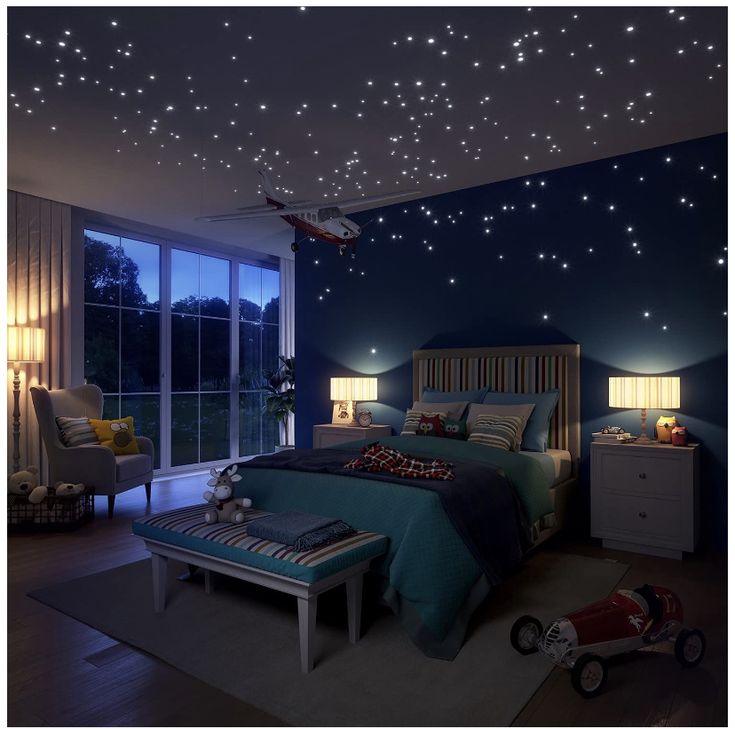 Фото № 1: Цветной потолок в спальне: лучшие варианты