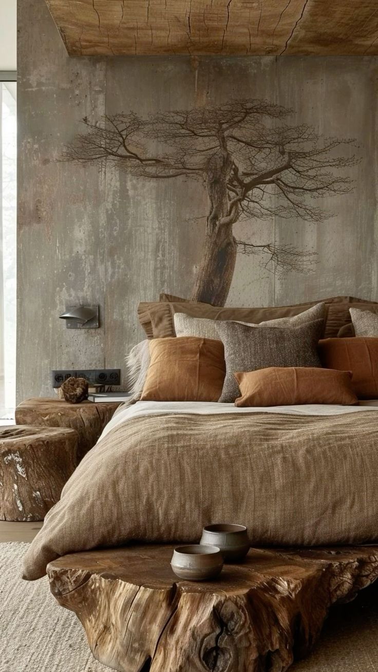 Фото № 1: Стильный интерьер спальни в натуральных оттенках