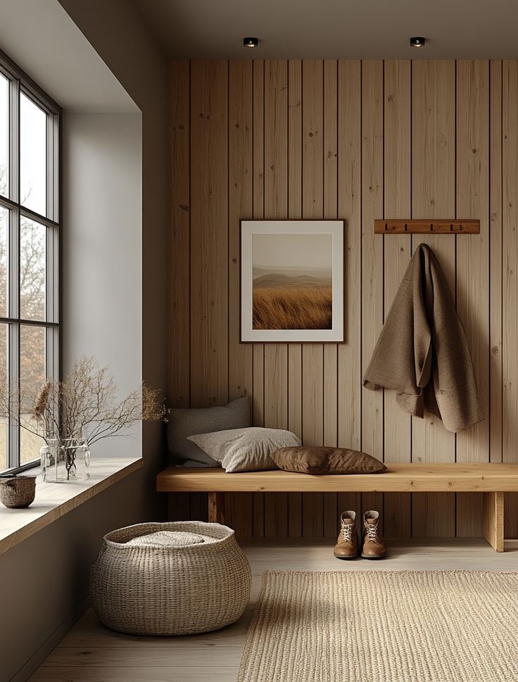 Фото № 9: Деревянная скамья для прихожей: 25 оригинальных вариантов