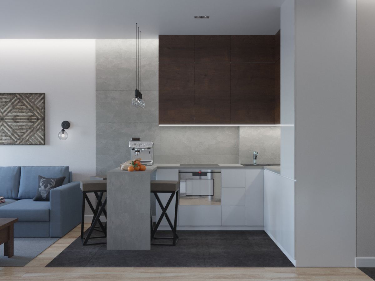 Фото № 6: Дизайн квартиры-студии с барной стойкой