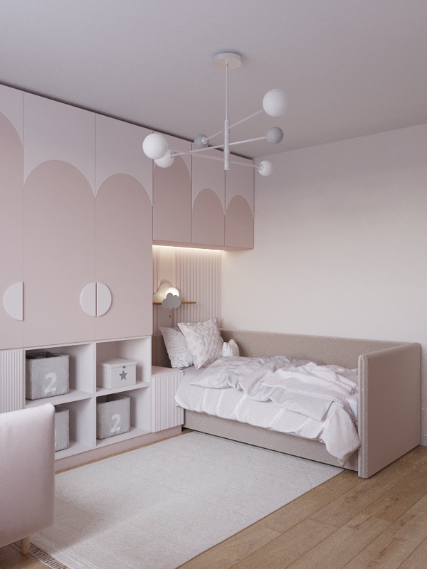 Фото № 8: Светлая трехкомнатная квартира со спальней для девочки