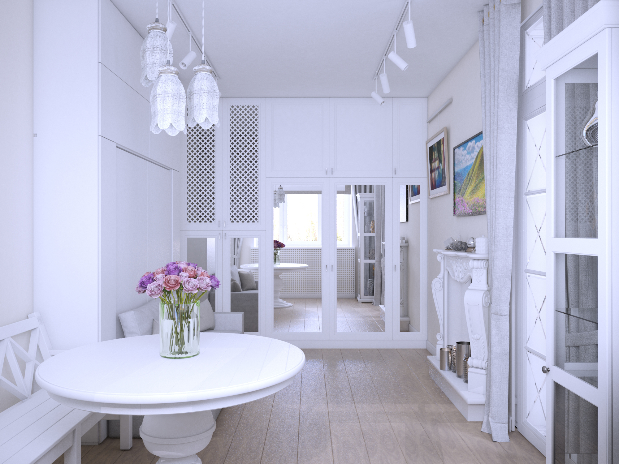 Фото № 3: Маленькая однушка в стиле современная классика с камином