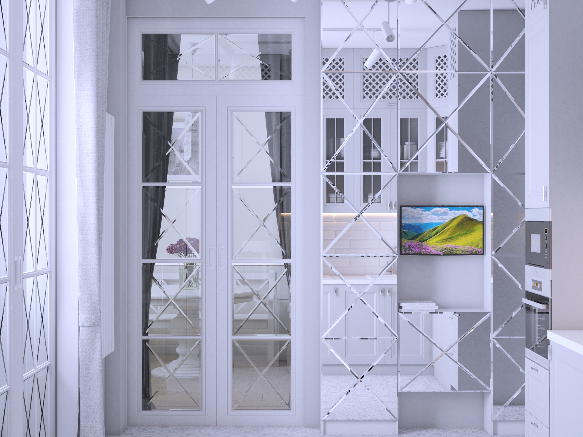 Фото № 5: Маленькая однушка в стиле современная классика с камином