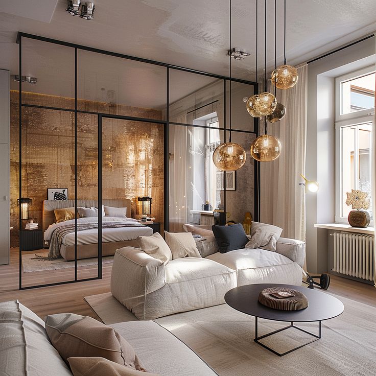 Фото № 7: Зонирование интерьера стеклянными перегородками: преимущества и недостатки 