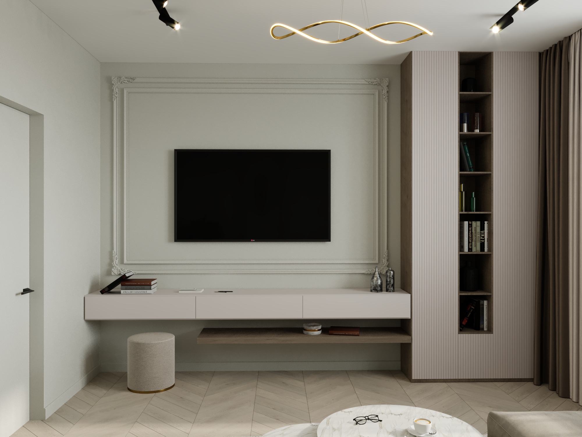 Фото № 2: Современный интерьер четырехкомнатной квартиры в натуральных оттенках