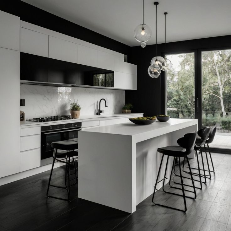 Фото № 23: 24 черно-белых кухонь 