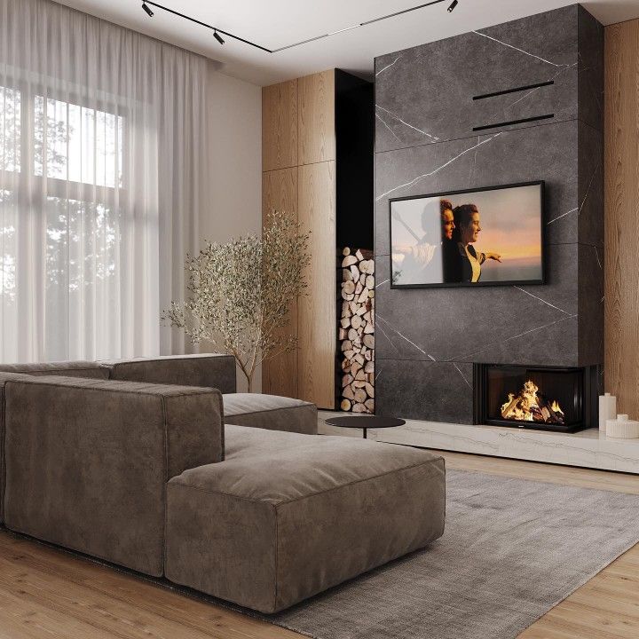 Фото № 2: Камин в интерьере гостиной: 18 интересных вариантов