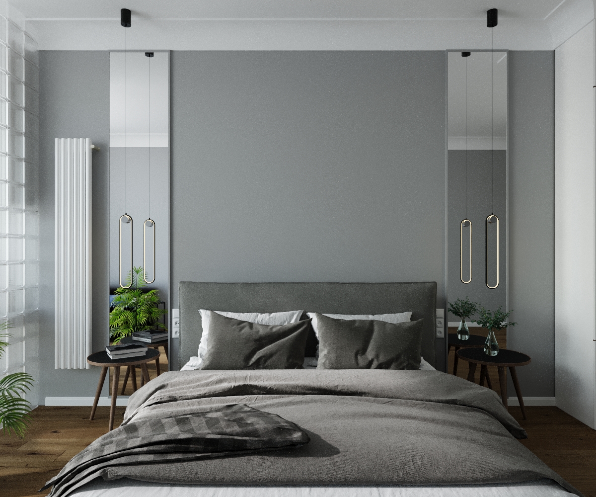 Фото № 6: Современная двушка с красным диваном и оранжевой ванной