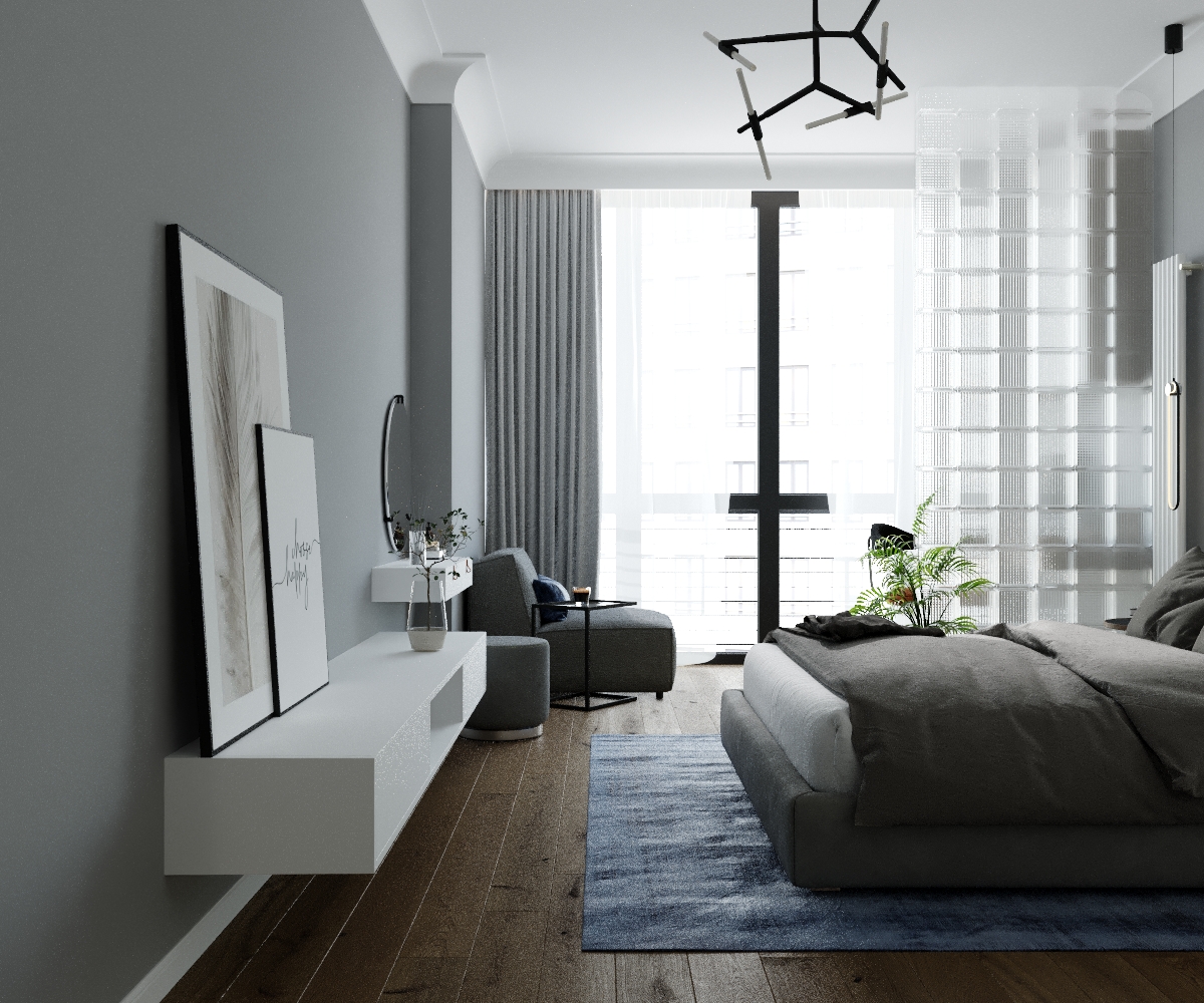 Фото № 7: Современная двушка с красным диваном и оранжевой ванной